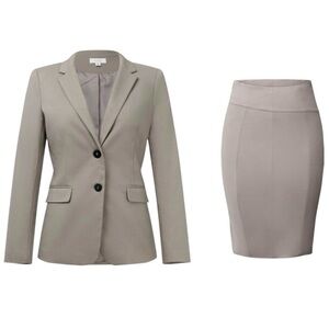 Forcast Lauren Taupe Blazer & Pencil Skirt Set | NWT